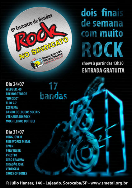 Confira as bandas que vão tocar nos dois dias de Rock no Sindicato