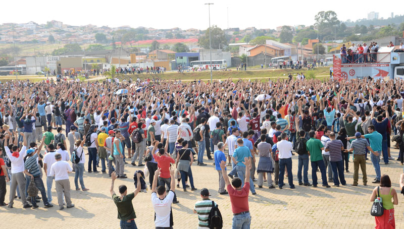 Essa foi a primeira vez que os metalúrgicos realizaram protesto no Parque das Águas