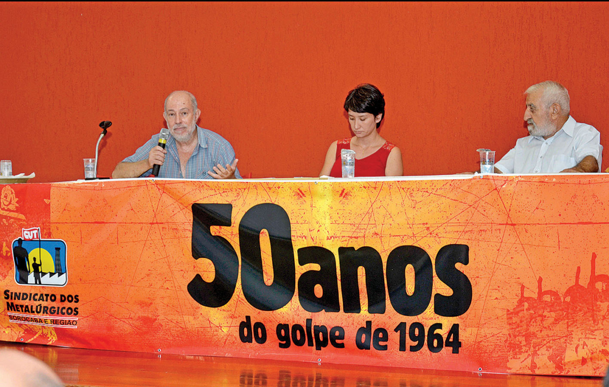 O professor de história Miguel Trujillo Filho, o ex-ferroviário Chico Gomes e a jornalista Fernanda Ikedo: lembrando do golpe