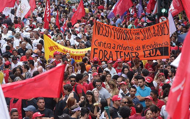 Protesto contra a reforma da Previdência, em 15 de março, em São Paulo. Luta ganha adesão de mais um setor relevante da sociedade brasileira