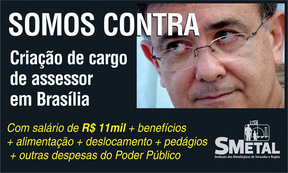 Se sancionado, assessor da Prefeitura de Sorocaba em Brasília trará despesa de meio milhão de reais até o fim do mandato do prefeito Crespo