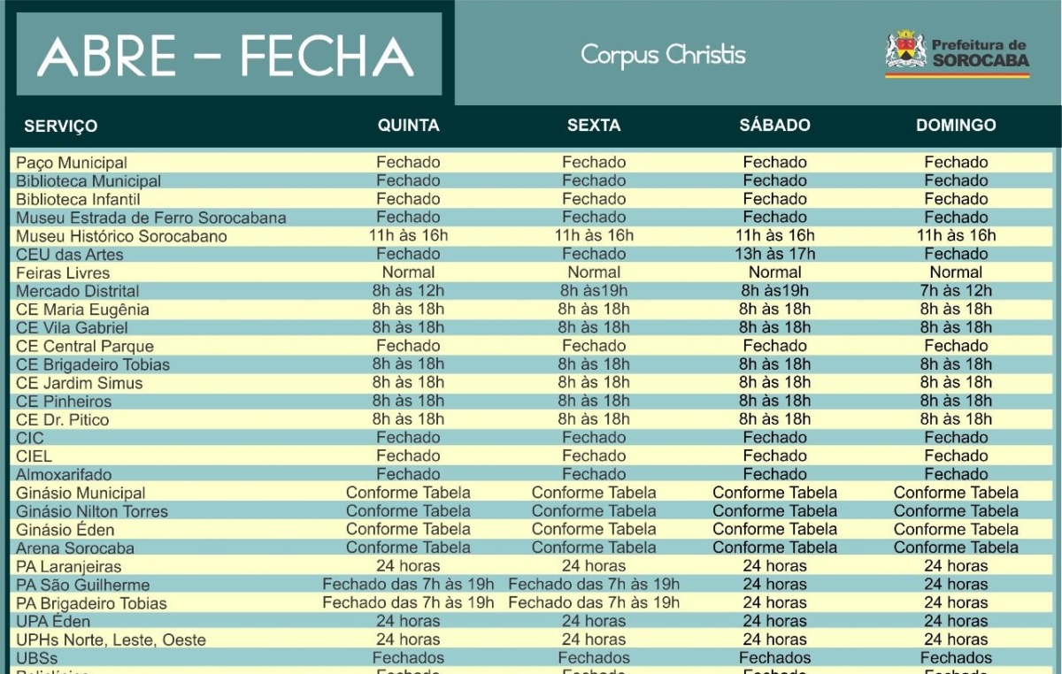 A URBES informa que não funcionará nesta sexta-feira, dia 16.