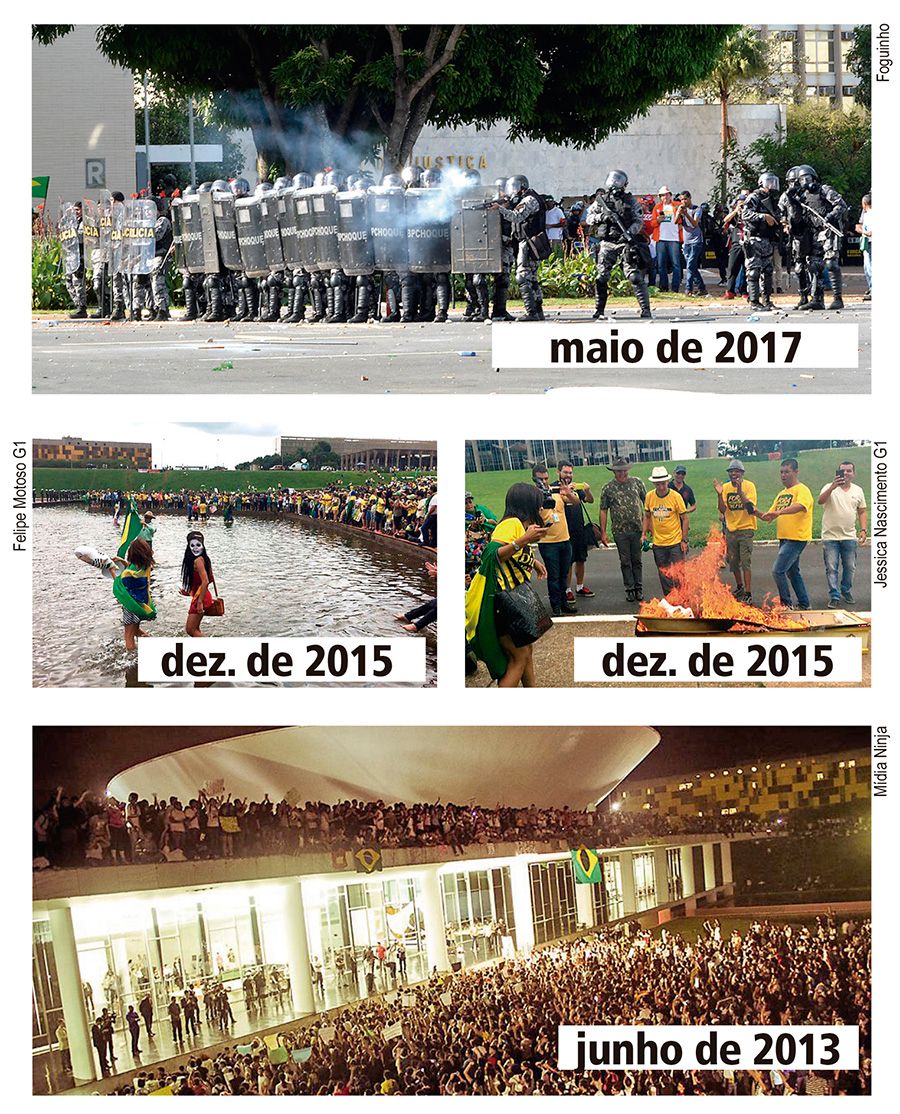 Compare: dois anos depois dos atos de 2015 e um ano após o golpe, a PM e o Exército são acionados para deixar a democracia e as manifestações populare