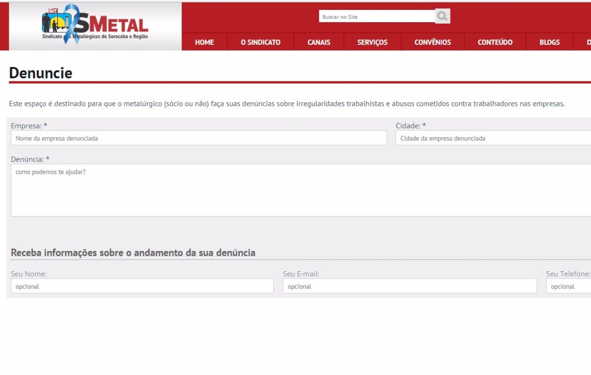 O Sindicato garante o sigilo do nome do trabalhador que realiza denúncias no Portal SMetal