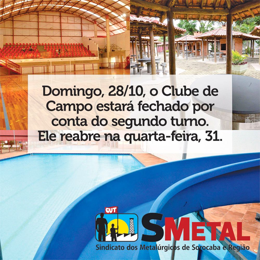 No feriado de Finados, sexta-feira, 2, os associados e dependentes poderão utilizar o Clube normalmente, das 10h às 18h