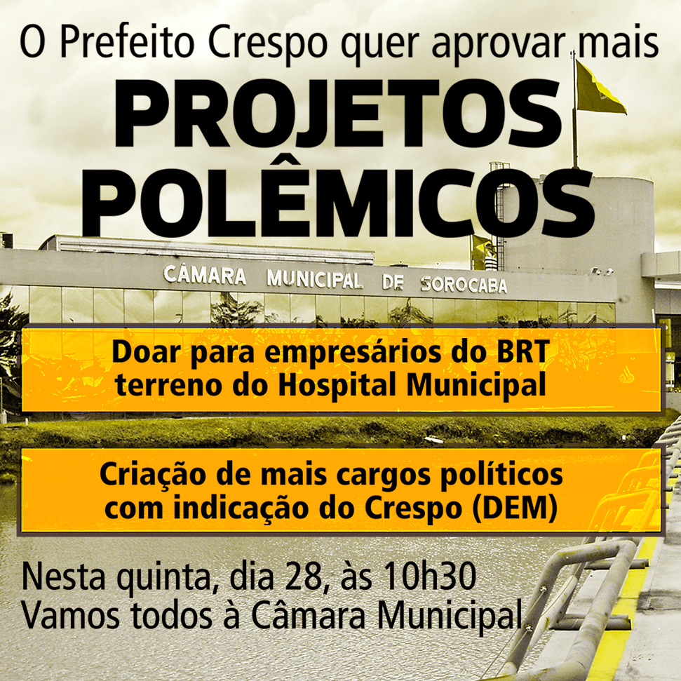 Prefeito Crespo envia projetos de lei para serem votados pelos vereadores na Câmara, durante a sessão ordinária desta quinta-feira, dia 29