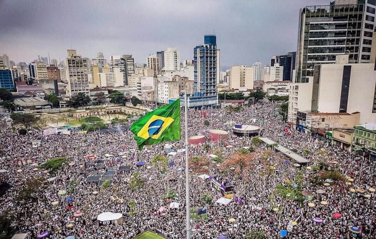 Manifestação histórica das mulheres contra o retrocesso, contra o fascismo, em São Paulo, no segundo semestre de 2018