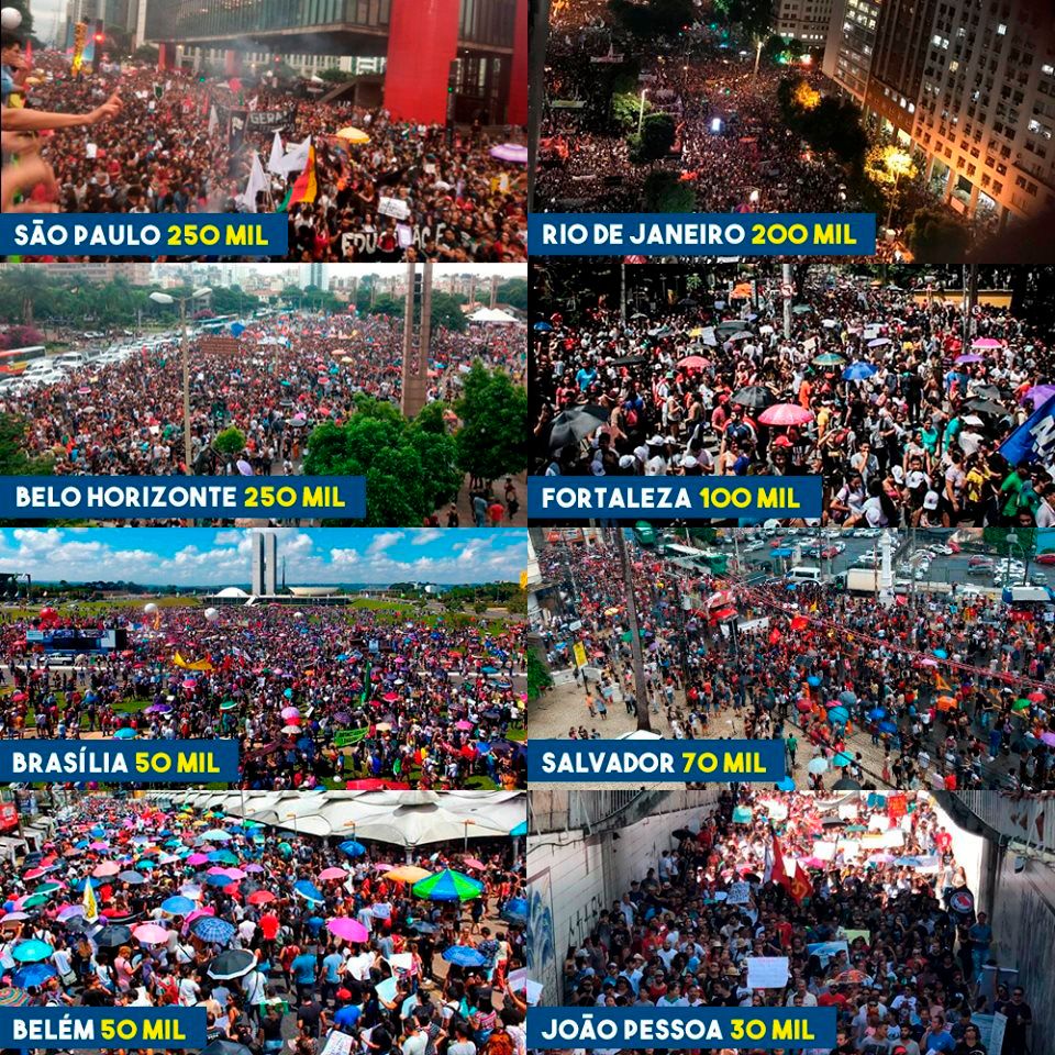 Mobilizações por todo o País demonstraram a indignação do povo brasileiro contra os cortes na Educação e pelo direito à aposentadoria digna