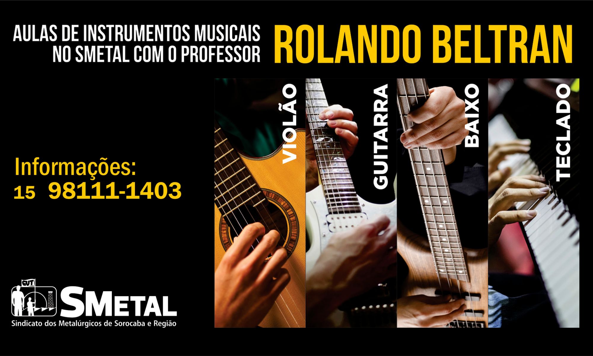 Faça aulas de instrumentos musicais no SMetal