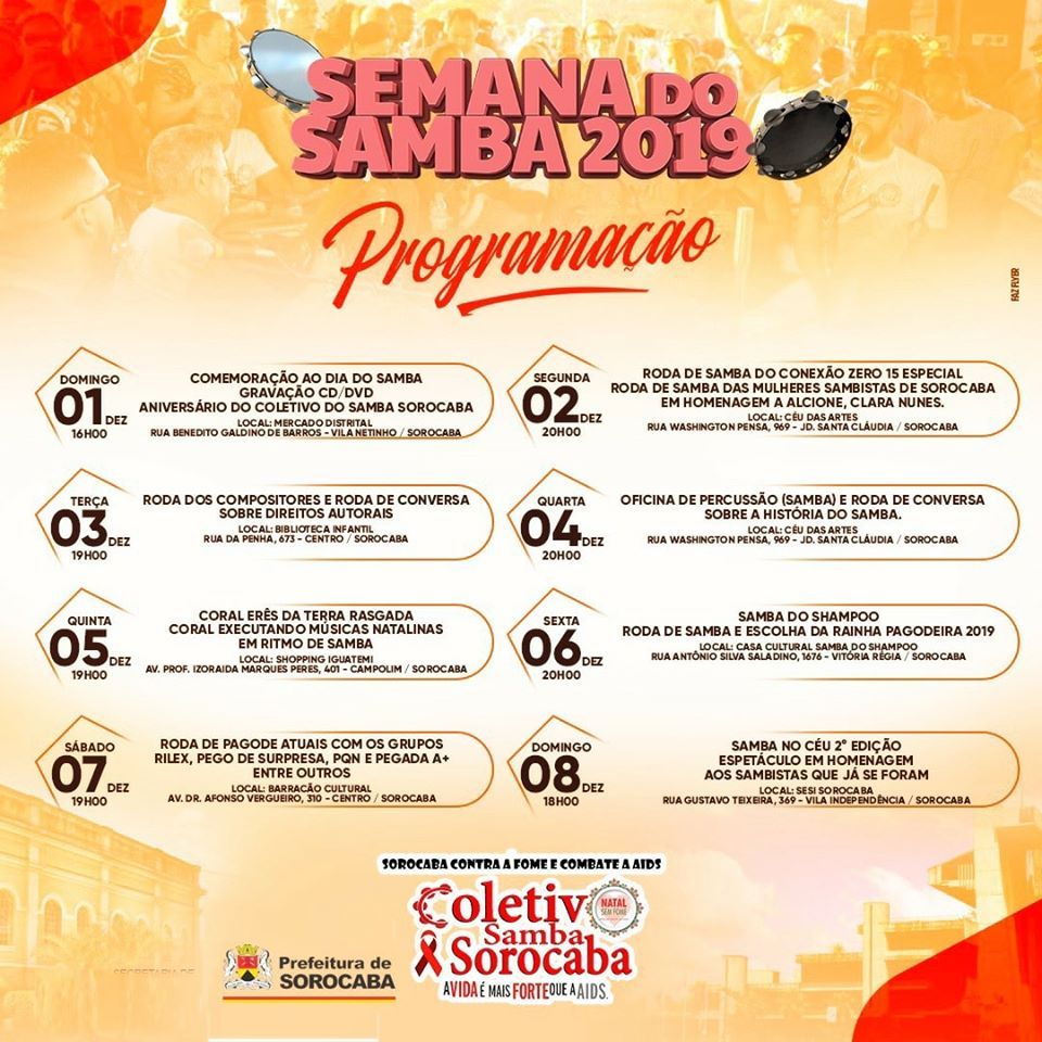 Programação da Semana do Samba em Sorocaba – 2019