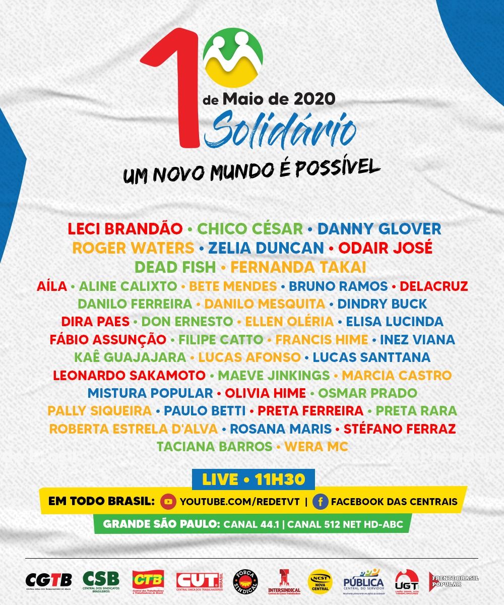 A mobilização do Dia Internacional do Trabalhador será realizada a partir das 11h30 pela CUT e demais centrais sindicais, por meio das redes sociais