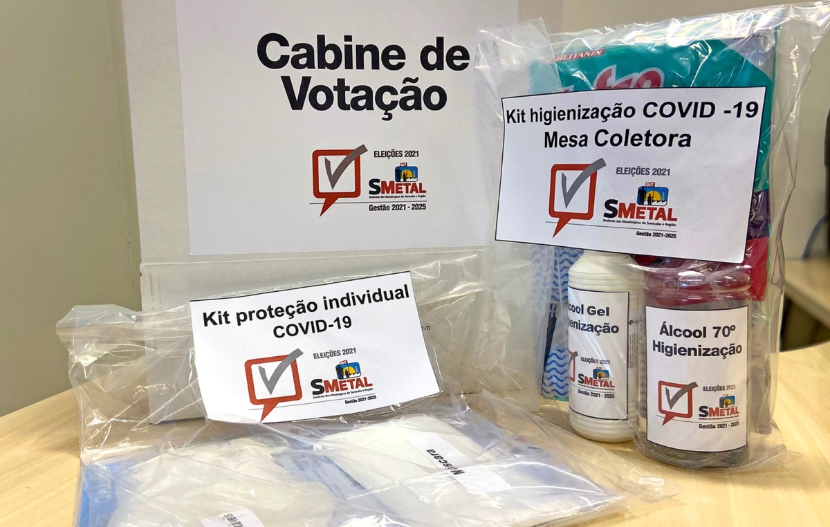 Kits de higiene e proteção pessoal que serão disponibilizados aos mesários