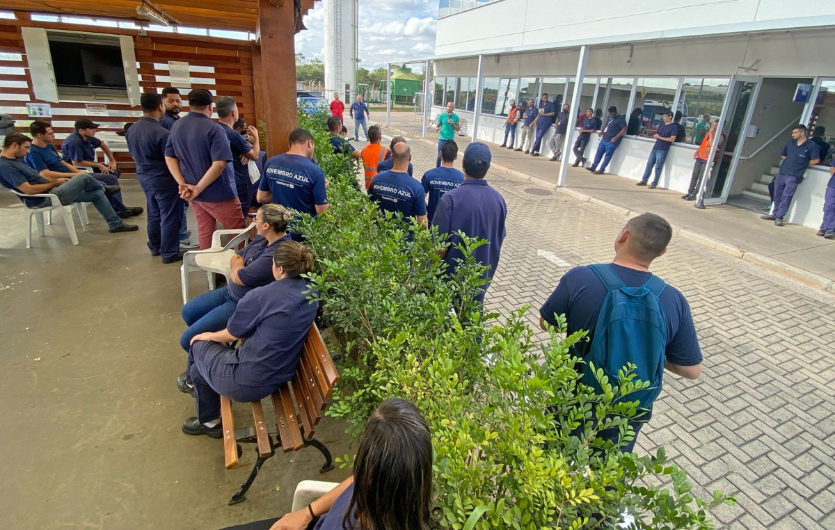 Durante a assembleia com os trabalhadores da Gestamp, Leandro Soares, presidente do SMetal, falou sobre os desafios da Campanha Salarial de 2022