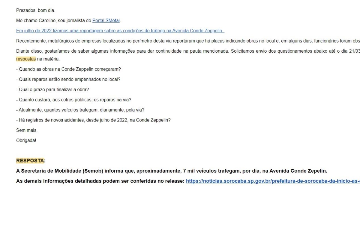 Prefeitura de Sorocaba não respondeu a alguns questionamentos feitos pela Imprensa do Sindicato